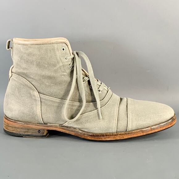 JOHN VARVATOS Size 10 Grey Canvas Cap Toe Lace-Up Ankle Boots - Picture 2 of 8
